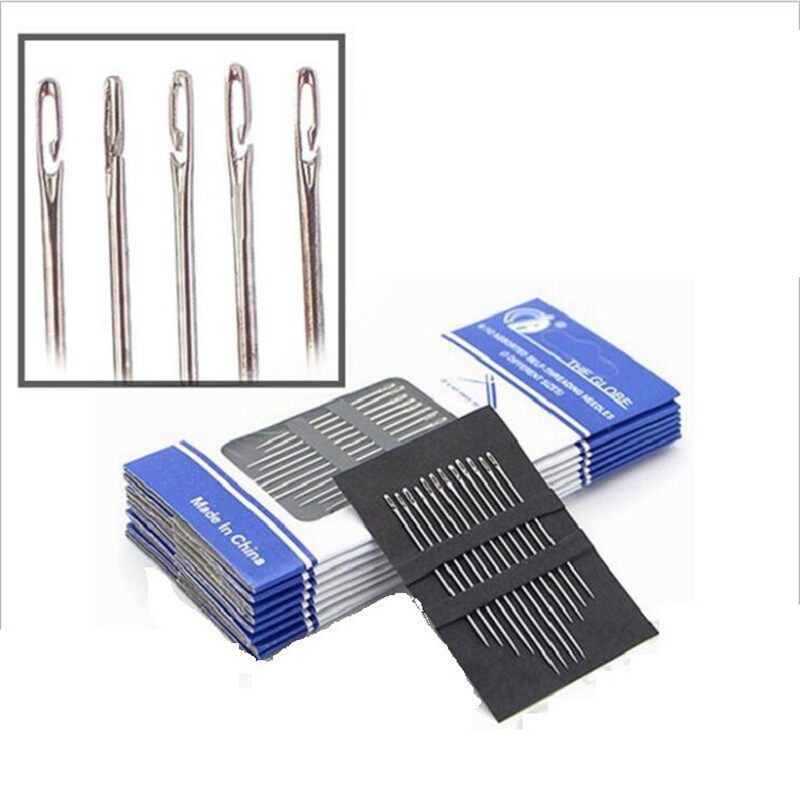 24pcs Self-Threading Sewing Needles - ASSORTED SIZES - EASY THREAD- Big Eye