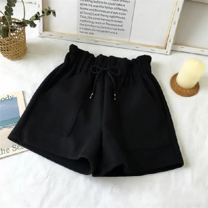 Kidlove High Waist Shorts Woolen Loose Short Pants Elastic Waist Plain Korean Fashion Outfit Lazada
