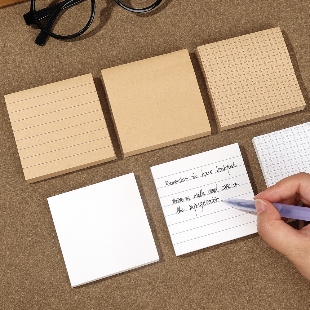 50/80/150 Sheets Self-Stick Notes Pads Black White Yellow Sticker Paper Office School Notes Home Use Easy Post Notes