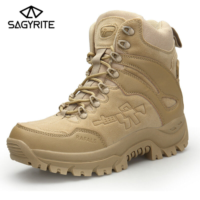 Giày bốt cổ cao thắt dây dành cho nam thích hợp leo núi hiking cắm trại