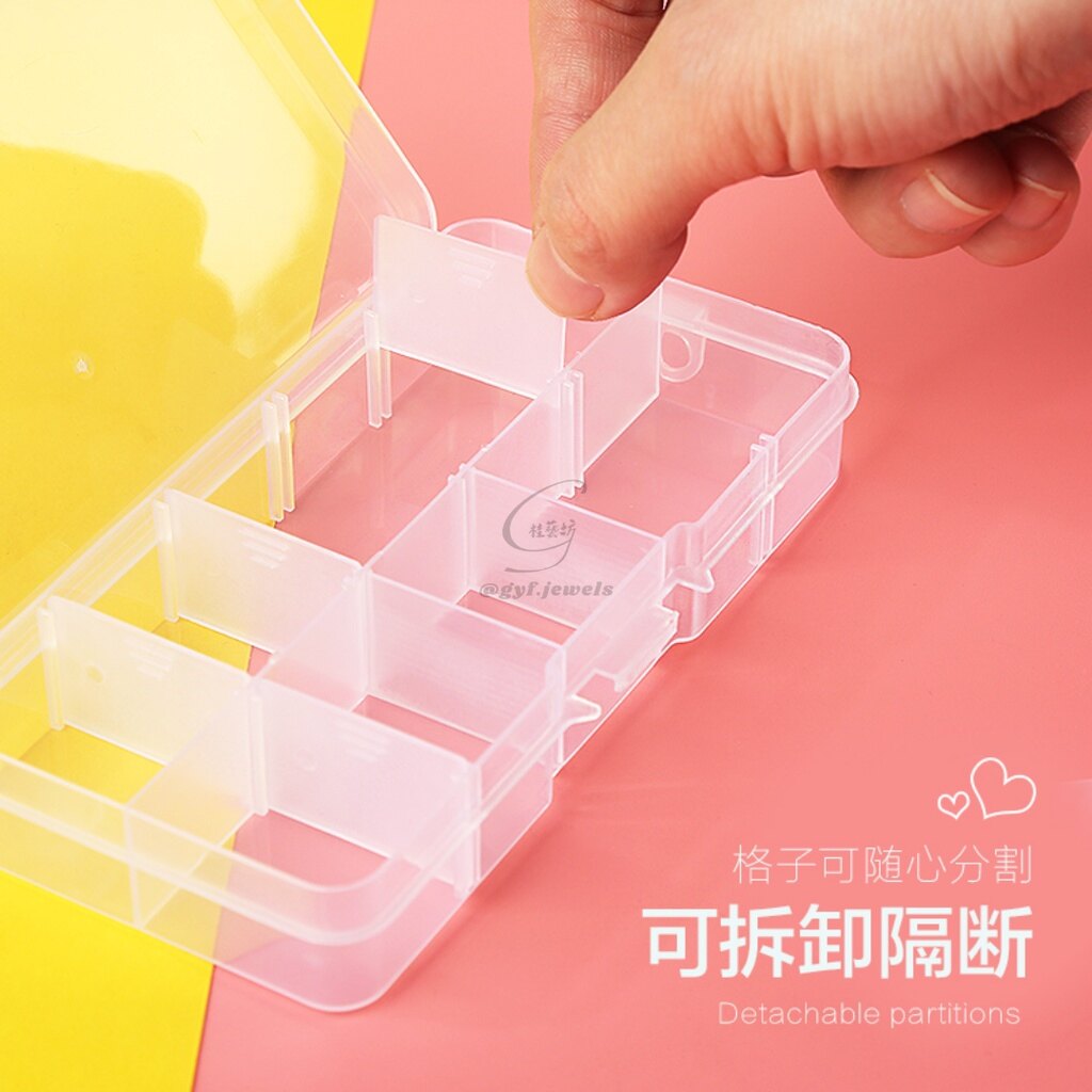3pcs Grid Transparent Plastic Box 10 Grid Storage Box Parts Packaging Plastic Box Small Transparent Ten-grid Detachable Storage Box