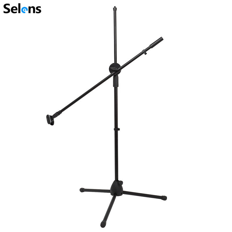 Selens Swing Boom Microphone Tripod Stand Adjustable Microphone Clip Holder Detachable Stage Microphone Stand For Vlog Video Vlogging LIve Streaming