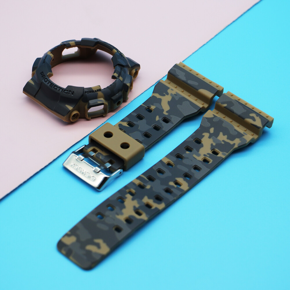 （Ready Stock）Silicone Watch Strap +Case with tool for Casio G-Shock GA-110 GA100 GA120 GA150  GD-120 /100/110 Resin Set Attached tool