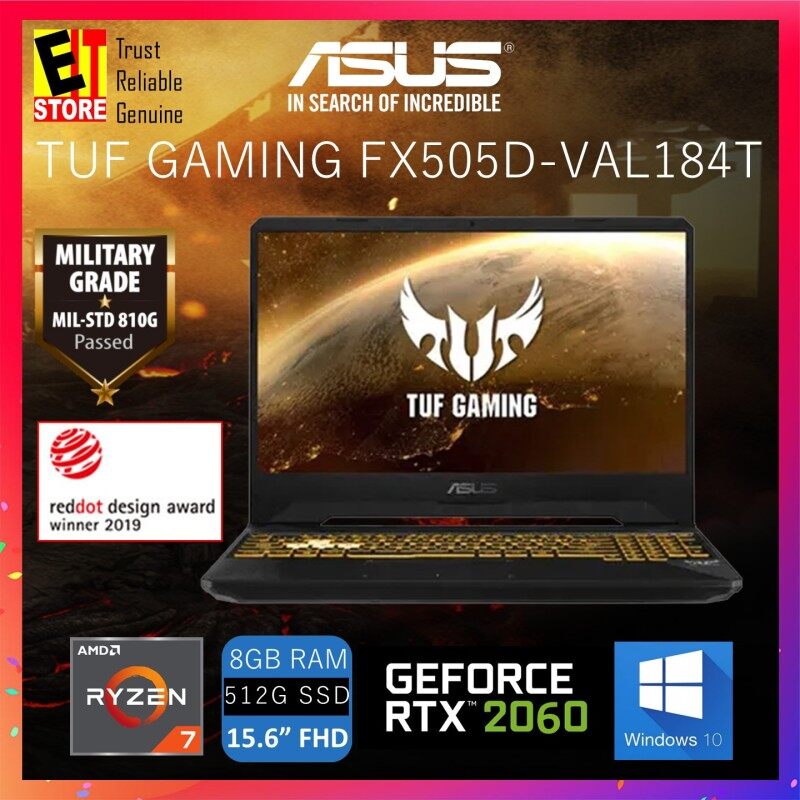 ASUS TUF GAMING FX505D-VAL184T GAMING LAPTOP (RYZEN R7-3750H/8GB/512GB SSD/15.6 FHD 120HZ/6GB RTX 2060/W10/2YRS) + BAG Malaysia