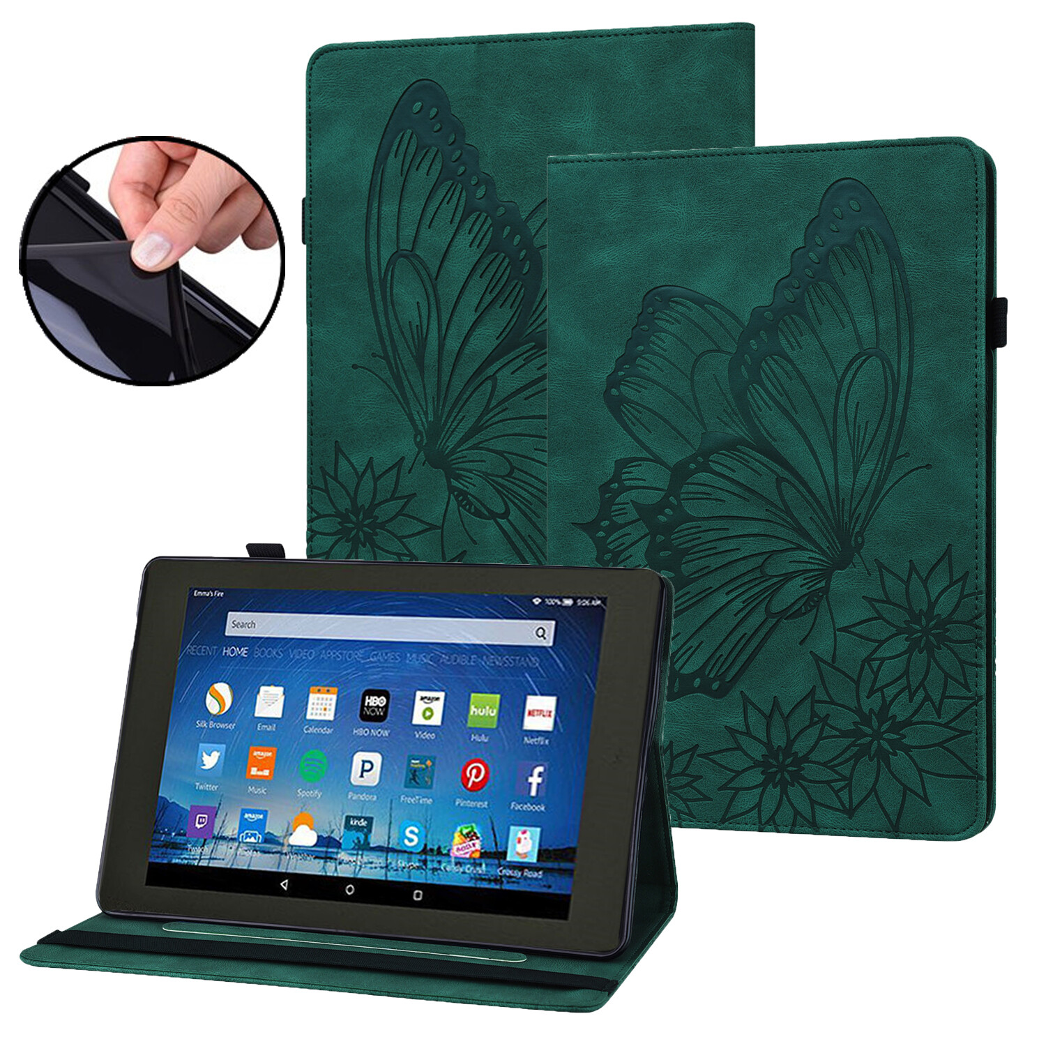 [Ready Stock] Amazon Fire HD 8 2020 10th Gen KFONWI HD8 Plus (2020) 8.0" Tablet Protection Case Retro Embossed Butterfly Flip Leather Cover Fold Stand