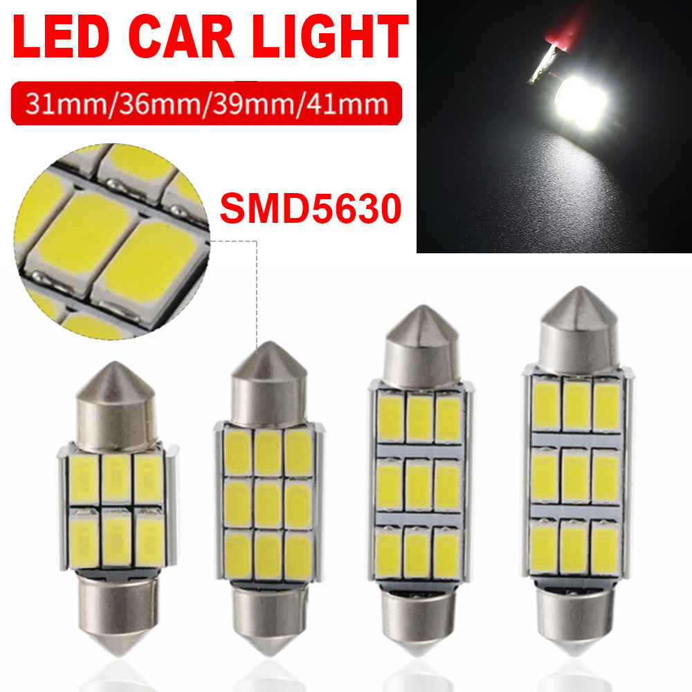 2pcs c5w car interior light white 12v smd 5630 led dome reading license plate lamp 31mm/36mm/39mm/41mm