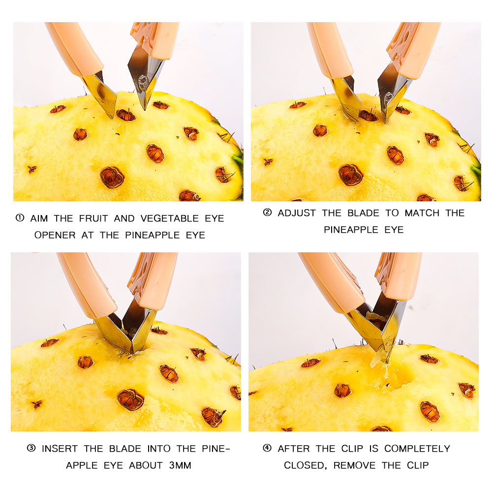 Kitchen Gadget Pineapple Knife Peeler Cutter Slicer 304 Stainless Steel Pineapple Digging Core Tools Vegetable Fruit Eye Clip