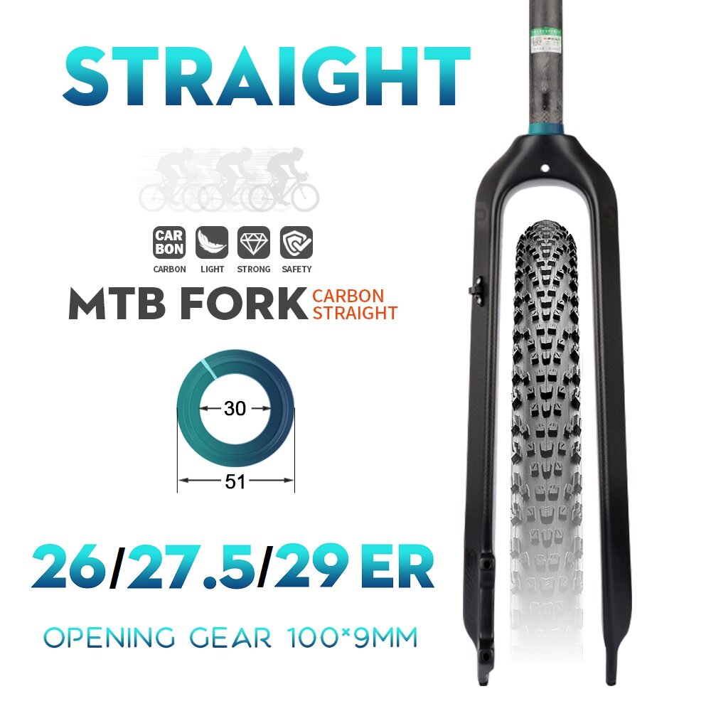 Dodici carbon fiber mountain bike tapered tube/straight tube mtb front fork opening/thru axle 26 "/27.5"/29 "