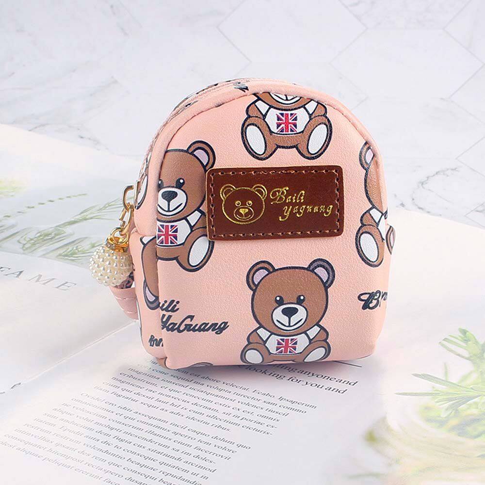Ví nam ví nữ ví nữ mini ví tiền nữ chất lượng cao da son môi với móc chìa khóa đồng xu ví mini lưu trữ túi phim hoạt hình gấu túi phụ nữ ví dây kéo túi đồng xu túi tai nghe