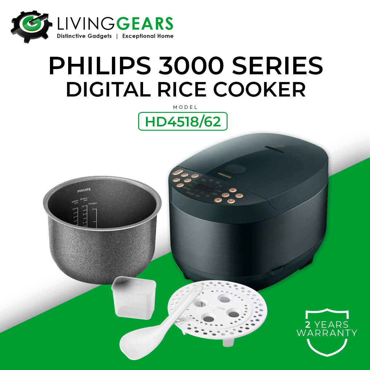 PHILIPS 3000 Series Digital Rice Cooker 1.8L HD4518 (HD4518/62