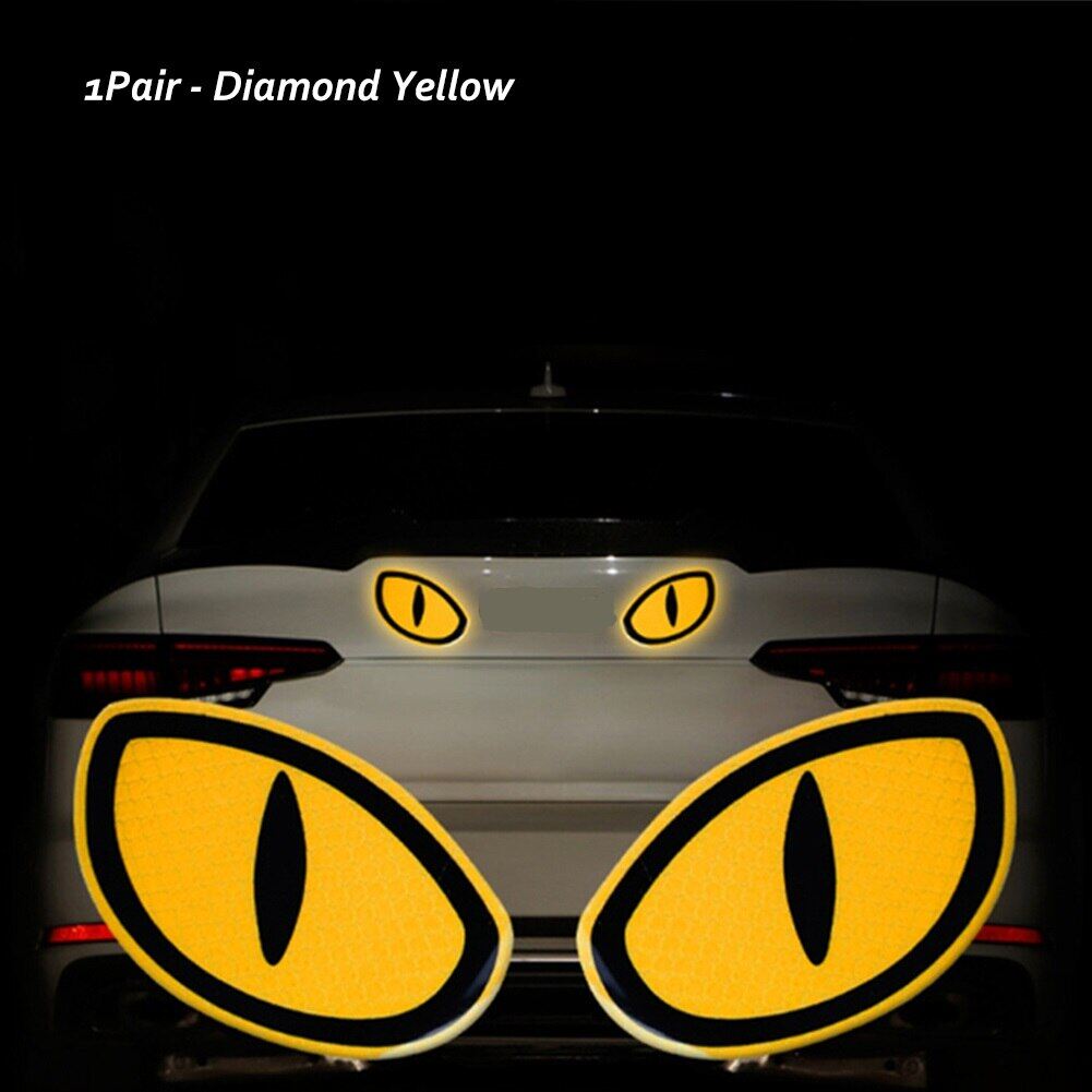 2pcs Car Reflective Safety Warning Tape Cat Eyes Pattern Night Driving Safety Decals for Auto Truck Motorcycle Reflector Sticker
