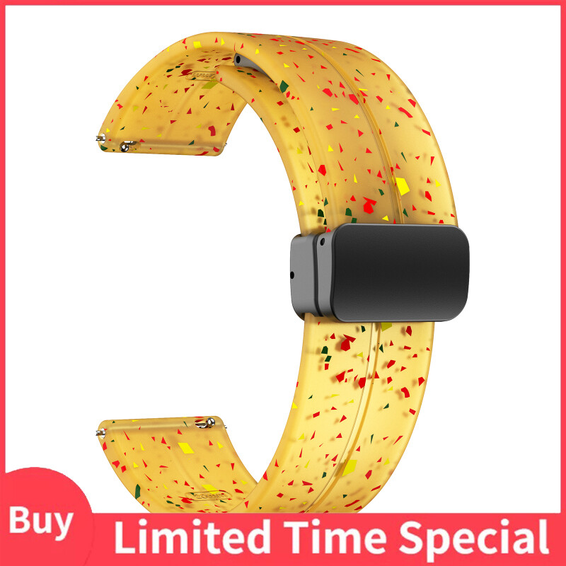 22mm/20mm Strap Watch Band Replacement Quick Release Magnetic Folding Buckle Universal Silicone Watch Strap