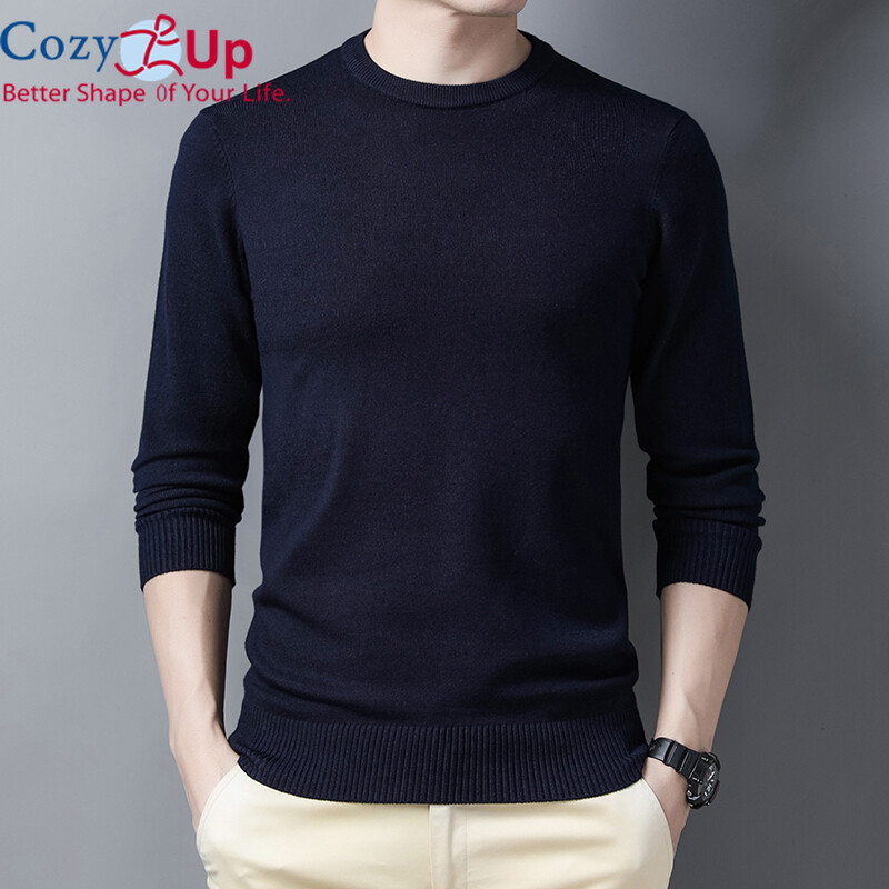 Áo Len Nam Dài Tay Cozy Up, Áo Len Dệt Kim Cổ Tròn, Mỏng, Màu Trơn