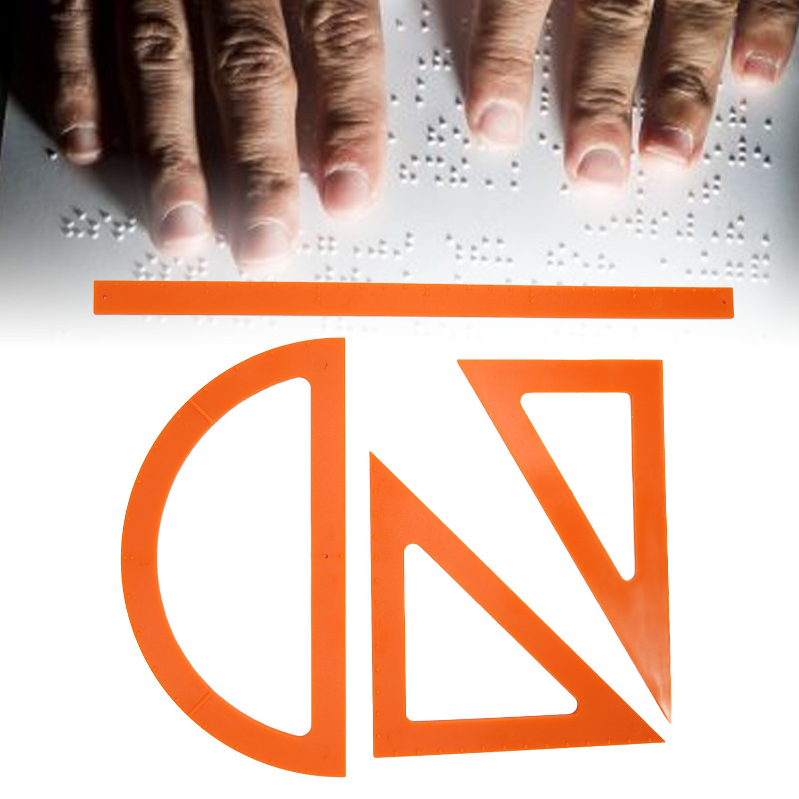 Braille Ruler Kit Learning Braille Measuring Ruler for Braille School for Poor Eyesight People