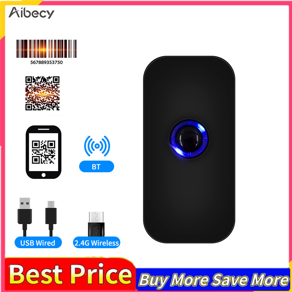 Aibecy Handheld 3-in-1 Barcode Scanner 1D/2D/QR Bar Code Reader Support BT & 2.4G W-ireless & USB Wired Connection Compatible with Windows Android M-ac iOS for Supermarket Retail Logistics Warehouse,Support 1D&2D&QR Code