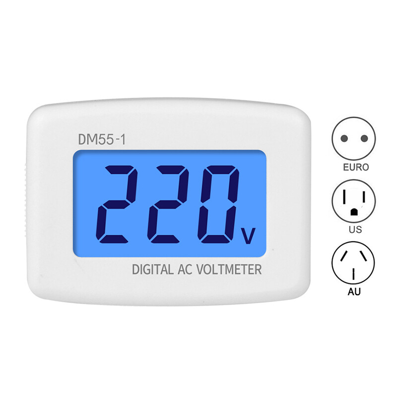 DM55-1 AC 80-300V Digital Voltmeter LCD Display Voltage Meter 110V-220V EU US Plug Voltmeter Socket Voltage Tester