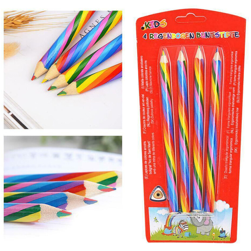 Drawing Rainbow Art Color School Kids Pencils 4X Wooden Supplies Sketch Painting