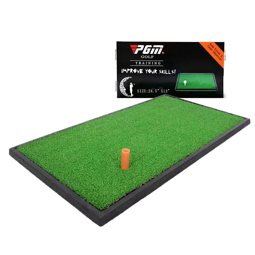 PGM Golf Mat 63x33cm Training Swing Trainers Practice Rubber Tee Holder Grass Indoor Golf Hitting Mat DJD004