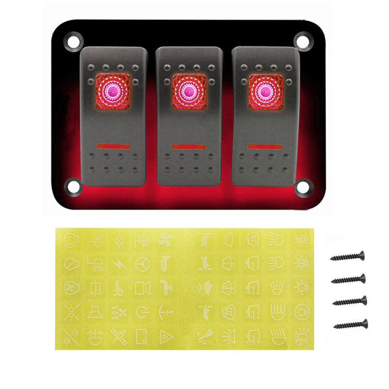 LED Backlit 3 Gang Marine Switch Panel 4 Gang Boat Car Rocket Switch Panel Overheat protection Dash 5 Pin ON/Off Toggle Panel