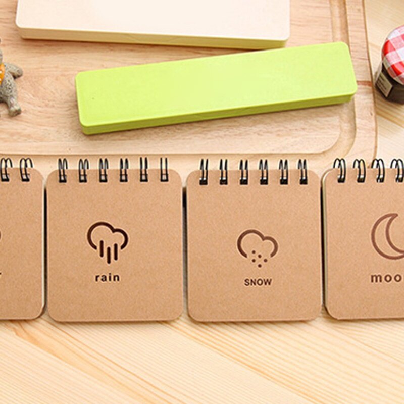 Sổ CuộN Dòng Thời Tiết Mini A7 60 Tờ Sổ Xoắn Ốc Bỏ Túi Trống Đơn Giản Cho Học Sinh