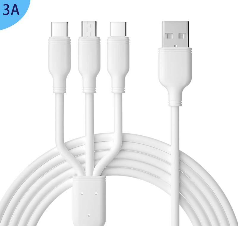 Trắng cáp PVC 3 trong 1 cáp sạc USB phổ đa chức năng 3 trong 1 cáp USB sạc nhanh