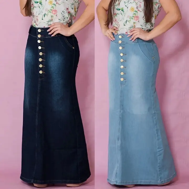 full length jean skirt