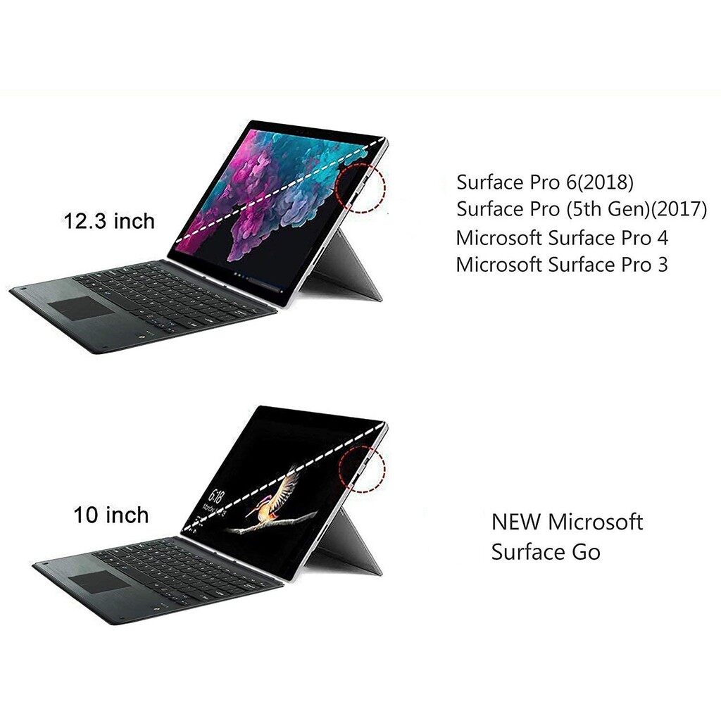 Surface Pro Wireless Bluetooth Keyboard for Microsoft Surface Go 1 Go 2 Go 3 Go 4 Pro 9 Pro10  11 2024 Pro 8 X Pro 7 Pro 6 Pro 5 Pro 4 Pro 3 Cover Ultra-Slim Wireless Bluetooth Keyboards with Trackpad