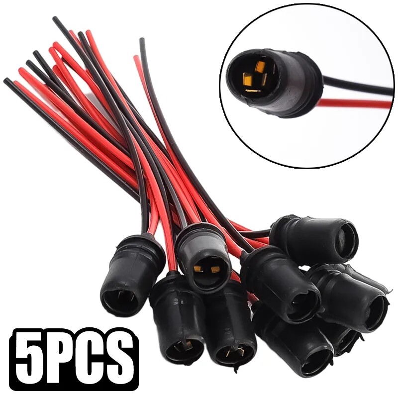 5pcs xe T10 ổ cắm tròn W5W mềm đui đèn Adapter Cáp bóng đèn LED ổ cắm kết nối cơ sở nêm ánh sáng đèn dụng cụ bóng đèn cắm