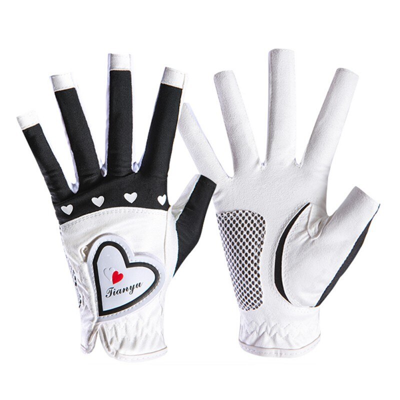 Golf ladies fingerless gloves palm non-slip particles left and right hands breathable sports riding