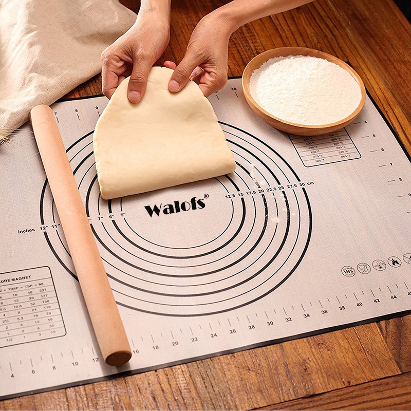 WALFOS Silicone có thể tái sử dụng không dính bánh nướng Rolling Mat Pad Sheet với đo lường
