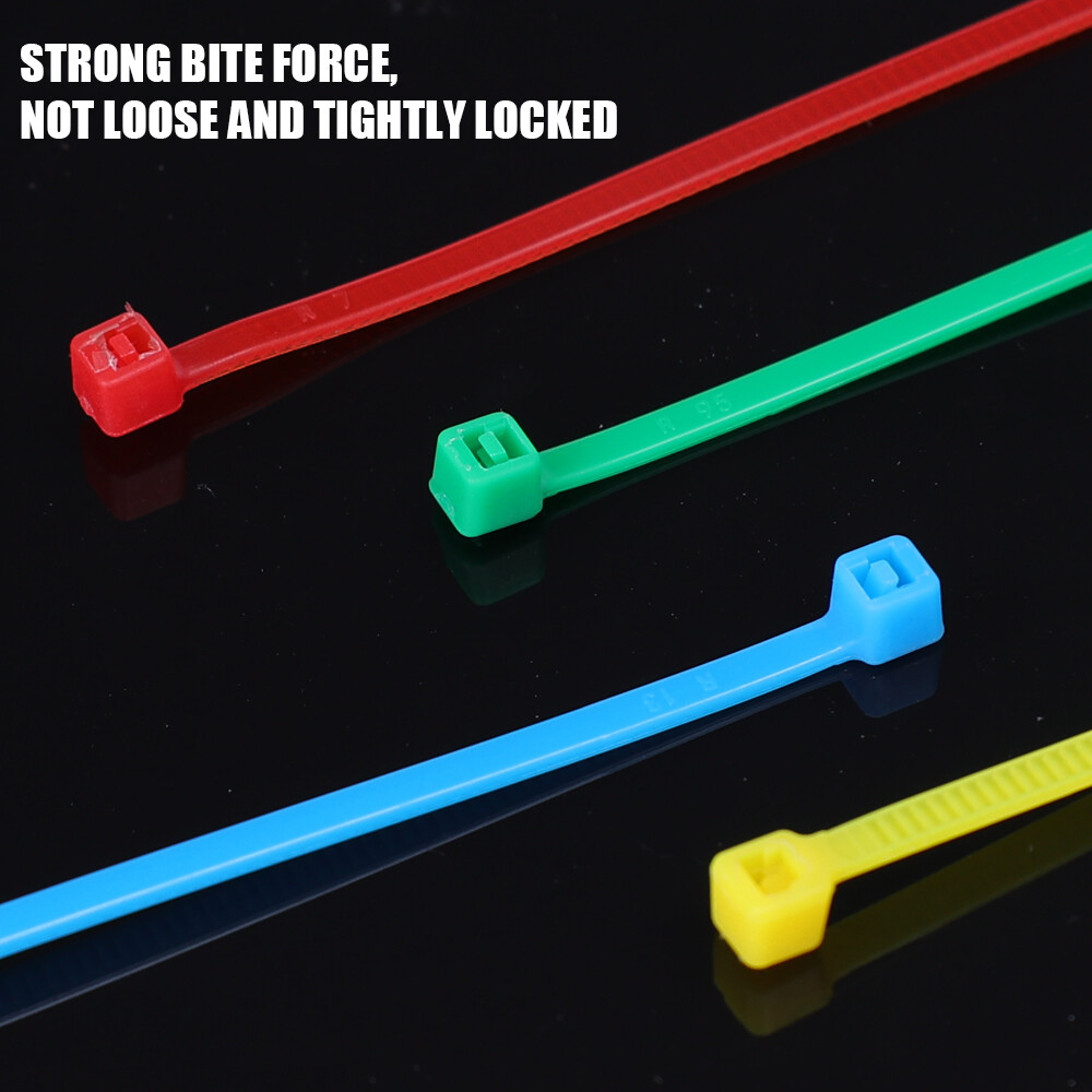 200Pcs Nylon Cable Ties Adjustable Self-locking Cord Ties Straps Fastening Loop Reusable Plastic Wire Ties for Home Office