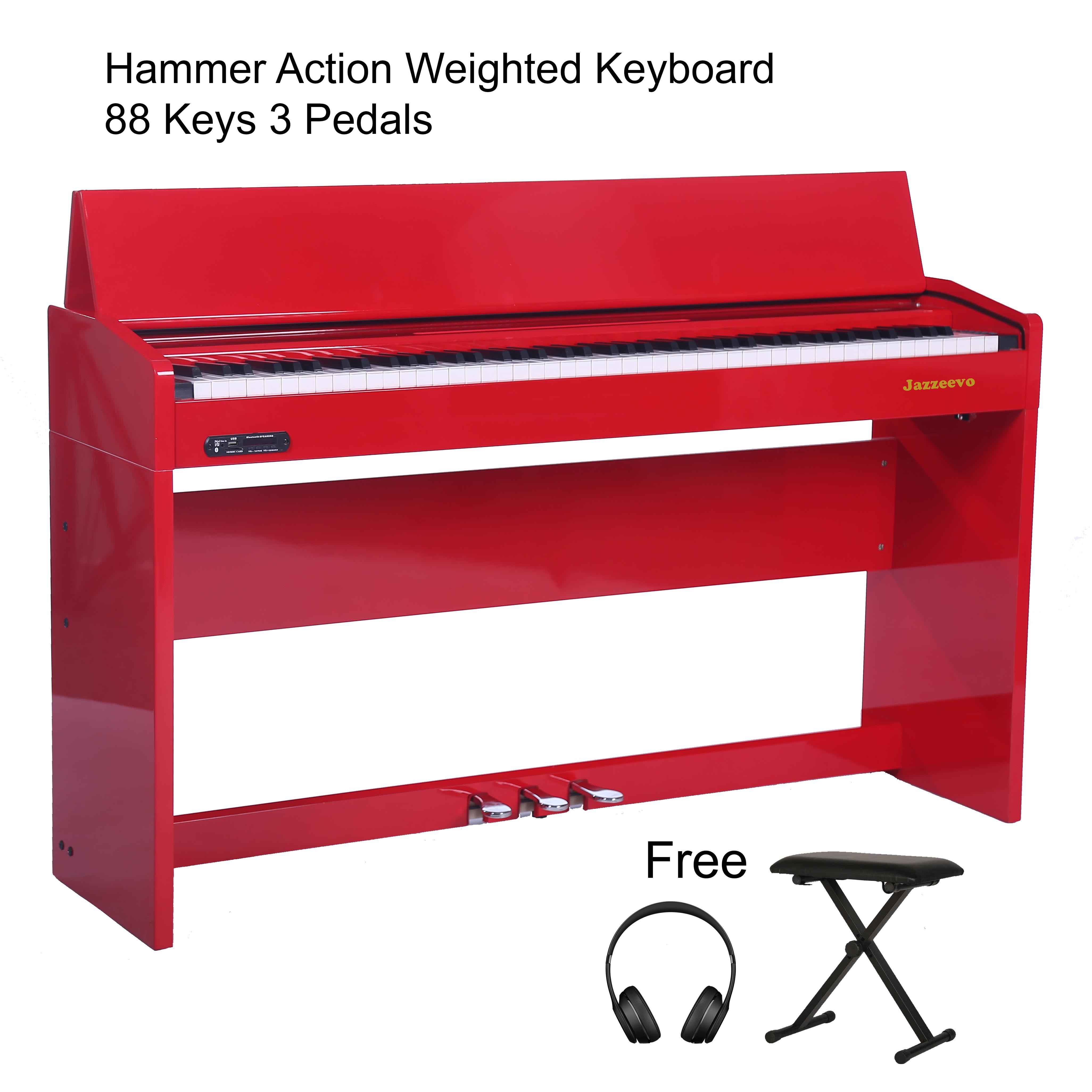 Exam Grade/ Master Grade 88 Keys Digital Piano Fully Weighted Full Size Key Jazzeevo J9 Red