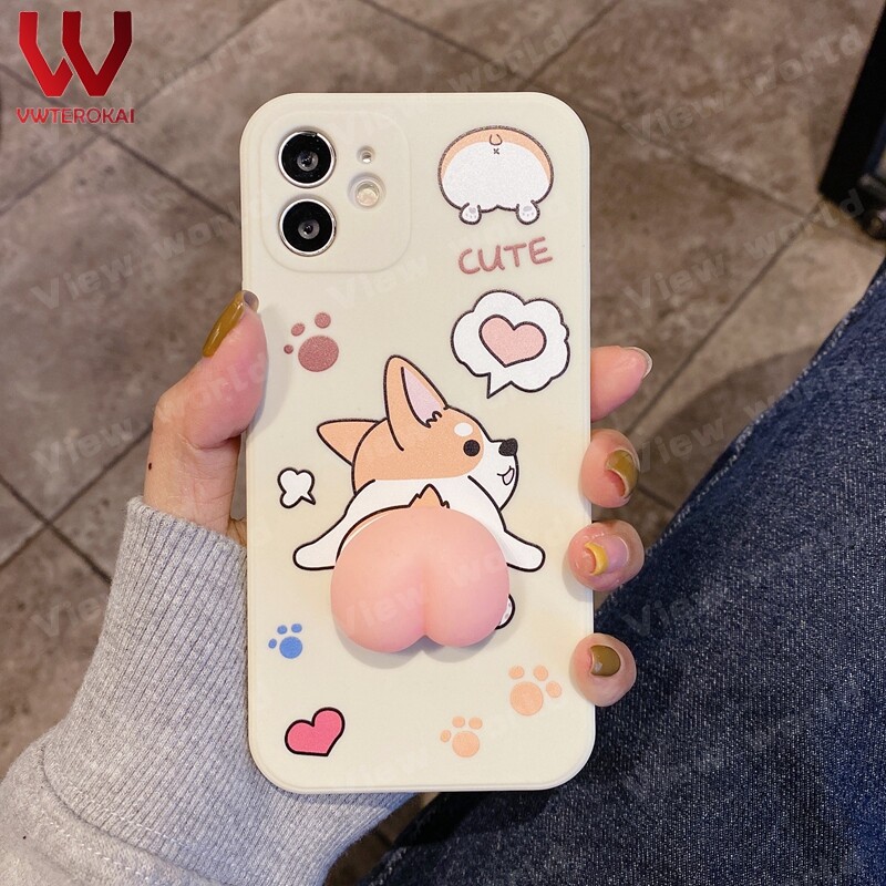 3D Squishy Pinch Soft Case For Iphone 6S Plus Iphone 7 8Plus XR XS Max Iphone 11 Pro Max  12 Pro Max 13 Pro Max 14 pro max 15 pro max 14 plus 15 plus Crayon Shin-chan Corgi Funny Shockproof Phone Back Cover Case
