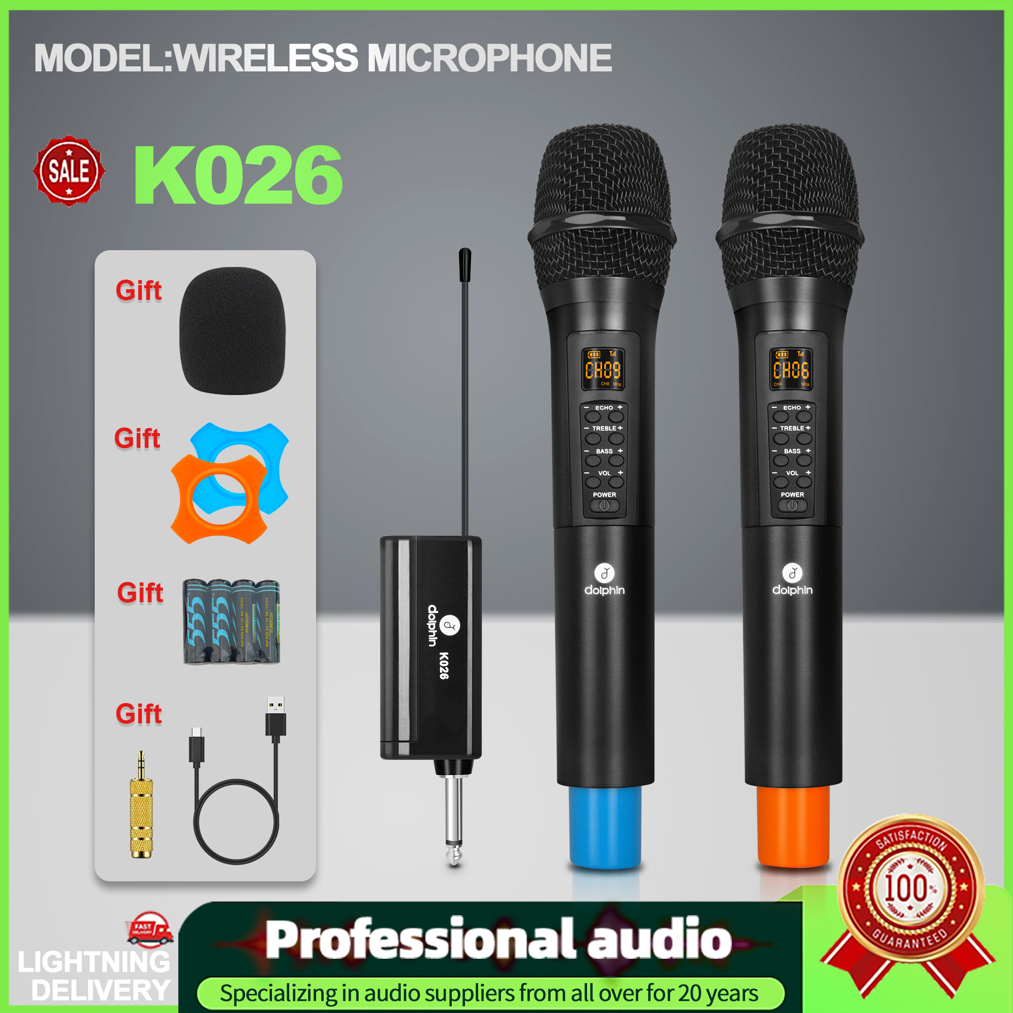Dolphin K026 wireless microphone with reverberation high and low
