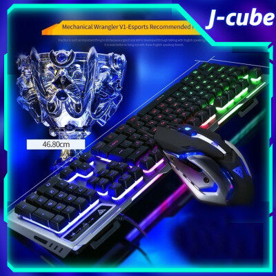 J-Cube Jingdi V1ชุดคีย์บอร์ดและเมาส์,คีย์บอร์ดเกมแบบมีสายสำหรับแล็ปท็อปตั้งโต๊ะ