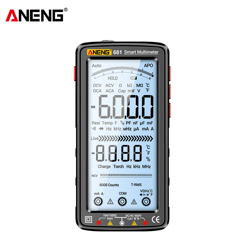 Electrical Capacitance Meter Anti-burn Hz Ohm Diode Meter 6000 Counts Rechargeable Flashlight Lighting LCD Screen Measuring Tools
