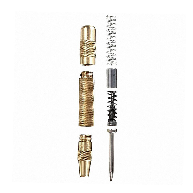 New 5'' Automatic Center Pin Punch Spring Loaded Marking Starting Hole Tool Gold