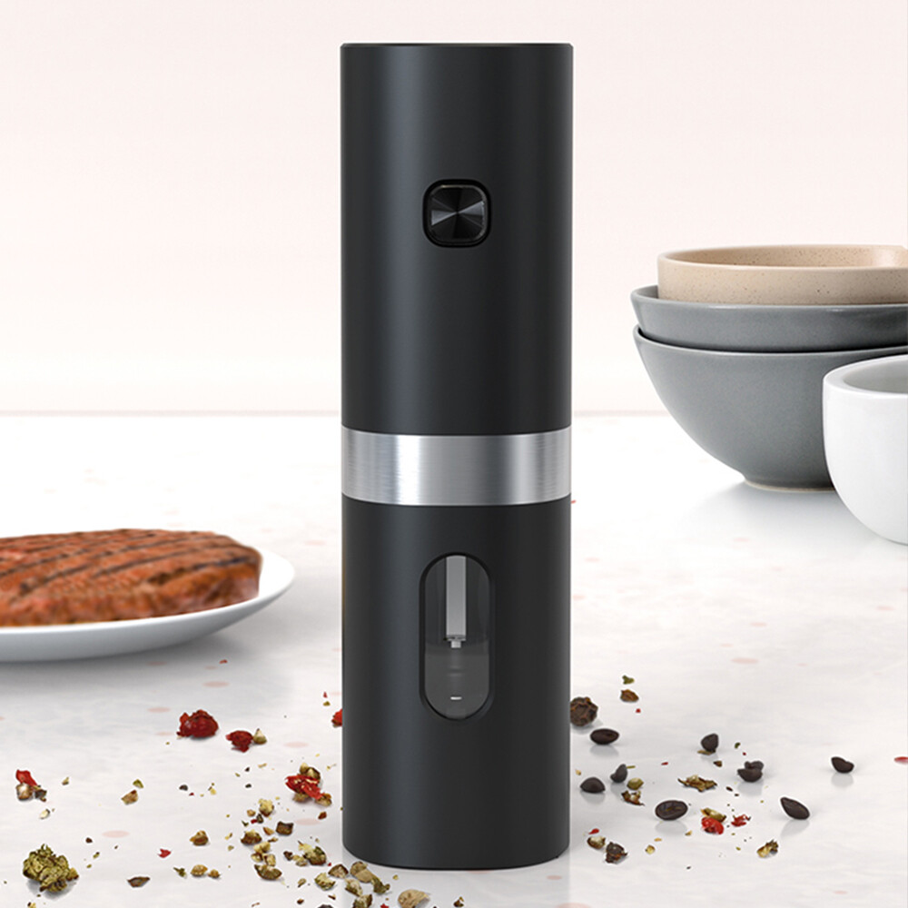 Uareliffe Electric Mill Pepper And Salt Grinder With LED Light Adjustable Coarseness Mill Stainless Steel Automatic Seasoning Spices Salt Pepper Grinder Household Multifunctional Home Kitchen Tools Grinding Gadgets For Cooking BBQ Party Restaurant