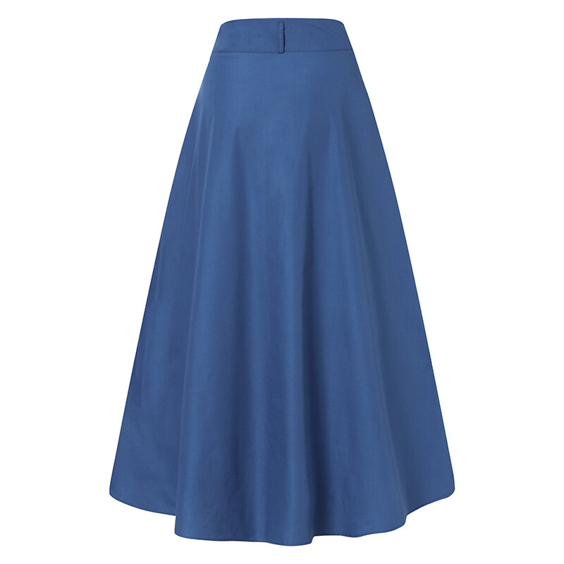 ZANZEA Womens Pleated Button Down Skirts A Line Flare Swing Solid Long Maxi Skirts