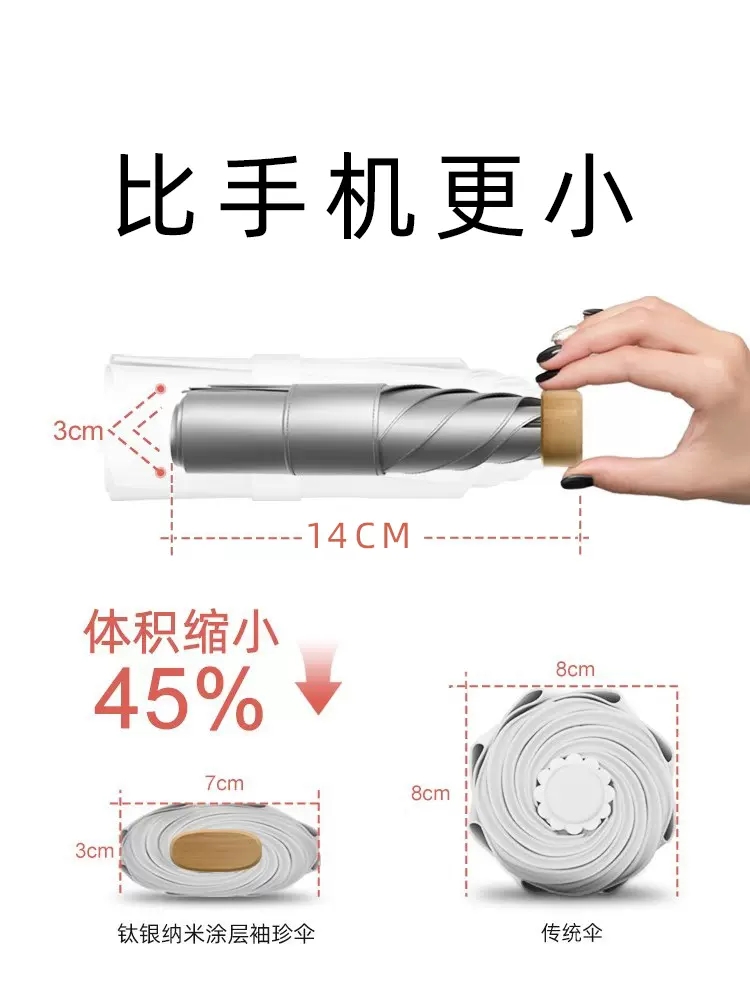 Xiaomi New Ultraviolet Mini Umbrella Small UV Umbrella Sunscreen Blocks Ultraviolet Rays Light Easy Carry Personal Umbrella