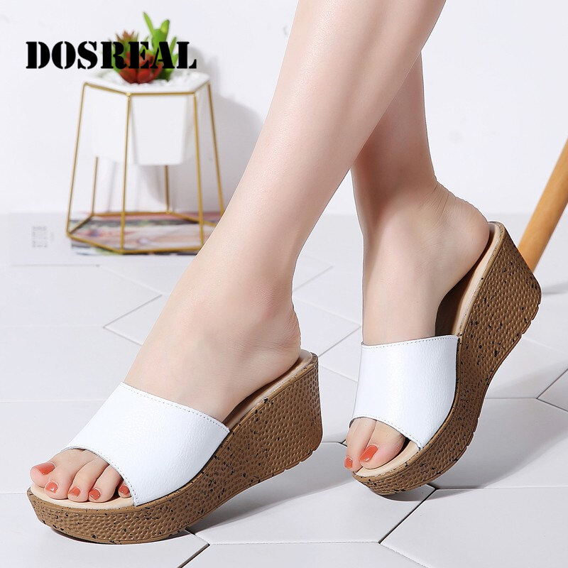 DOSREAL Summper Slippers For Women Wedge Slippers Bohemian Style High Heel Beach Shoes Ladies Slides Women