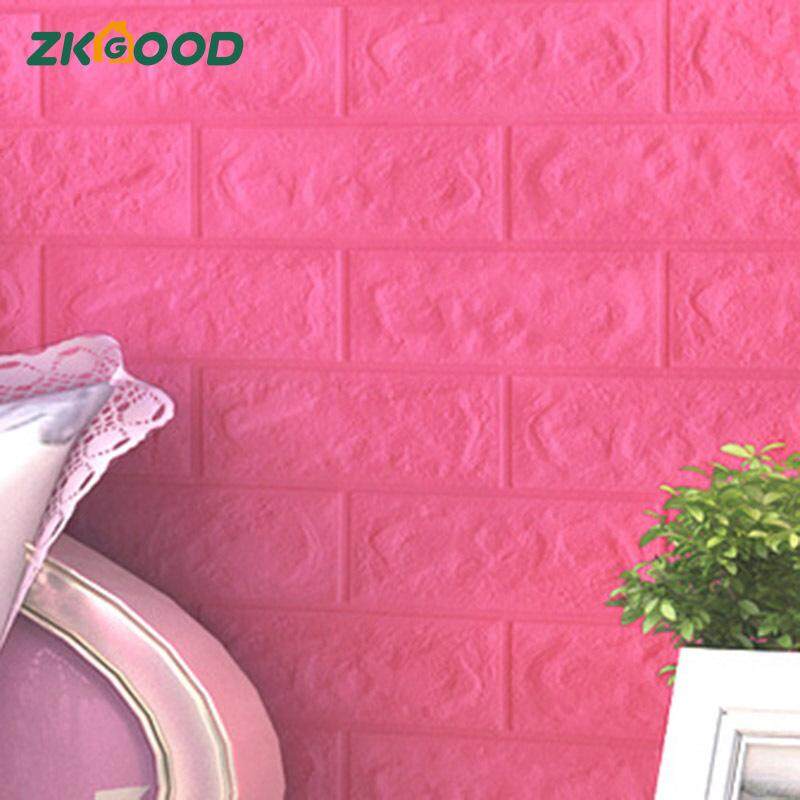 Zkgood DIY Tự Dính 3D Dán Tường Trang Trí Phòng Ngủ Xốp Giấy Dán Tường Gạch Phòng Khách Miếng Dán