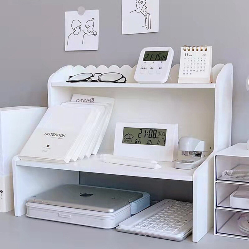 LEBI kệ đựng đồ kệ gỗ kệ decor bàn học Giá Để Bàn Kệ Đựng Đồ Màu Trắng Hai Tầng Bằng Gỗ Giá Đựng Mỹ Phẩm Giá Đựng Đồ Để Bàn Học Sinh