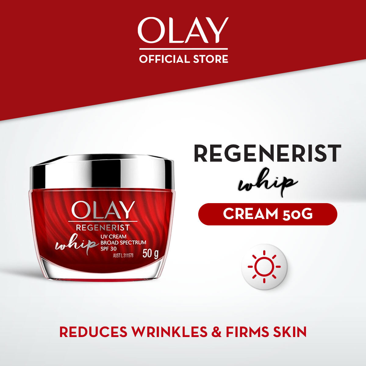 Olay Regenerist Whip UV Protection SPF 30 Cream 50g Lazada