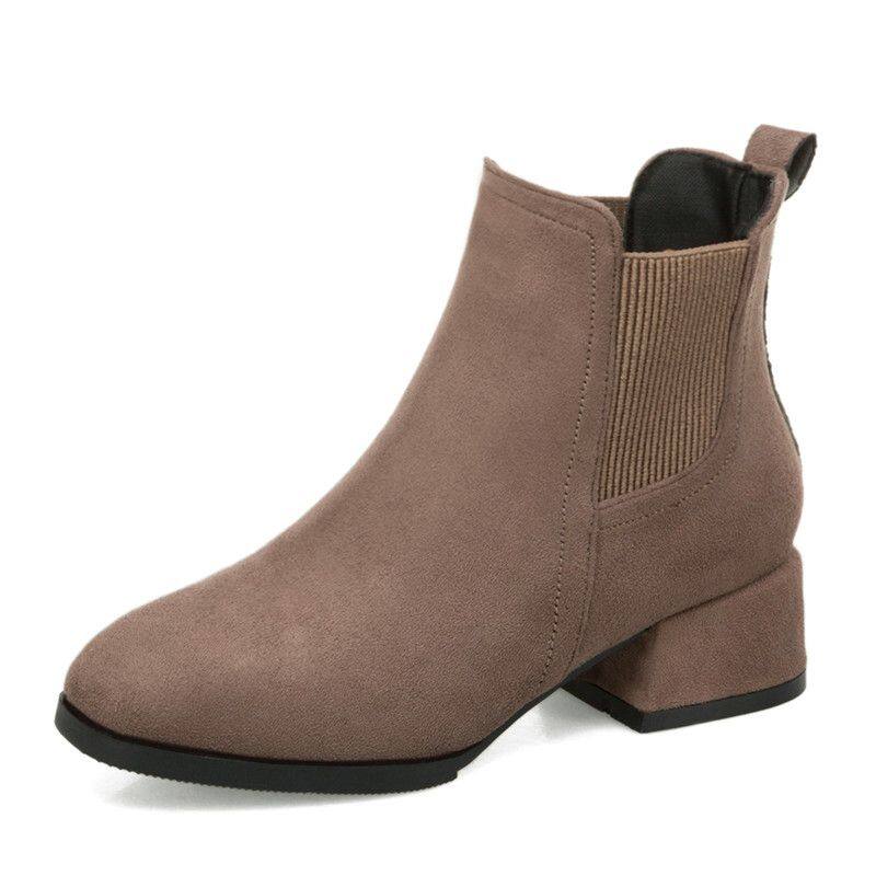 Boots Women's Short Boots Autumn and Winter New Chunky Heel Boots Round Toe Ankle Boots Middle Heel British Style Martin Boots