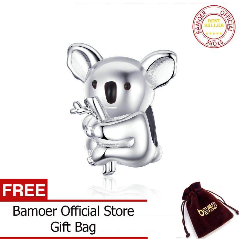 BAMOER Zoo Collection Koala Panda Bear Charm Sterling Silver 925 Animal Metal Beads for Original Snake Bracelet BSC093