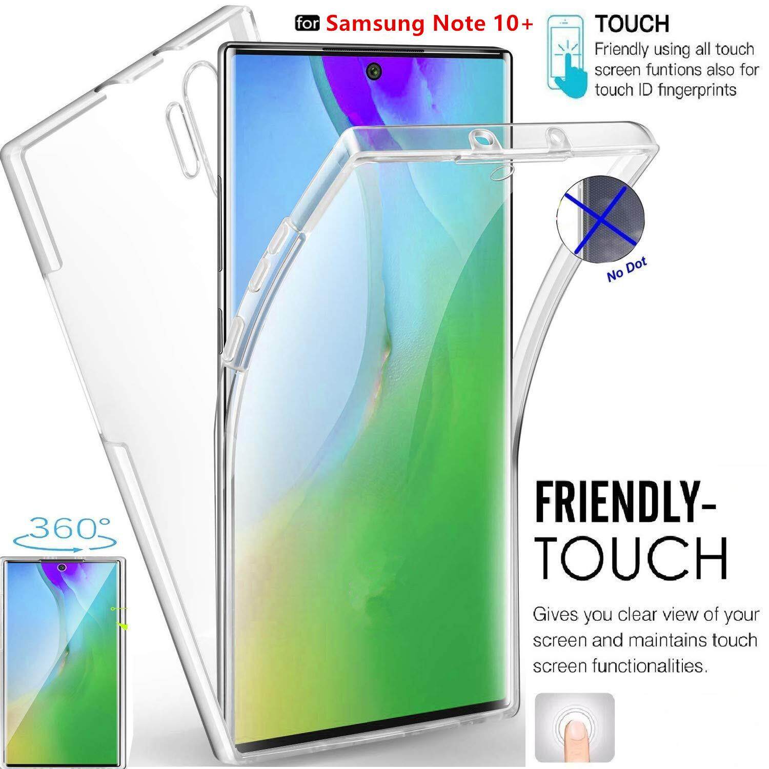 For Samsung Galaxy Note 10 + Phone Case, 360 Degree Full Cover Soft Clear Shockproof Transparent Silicone Front and Back Casing