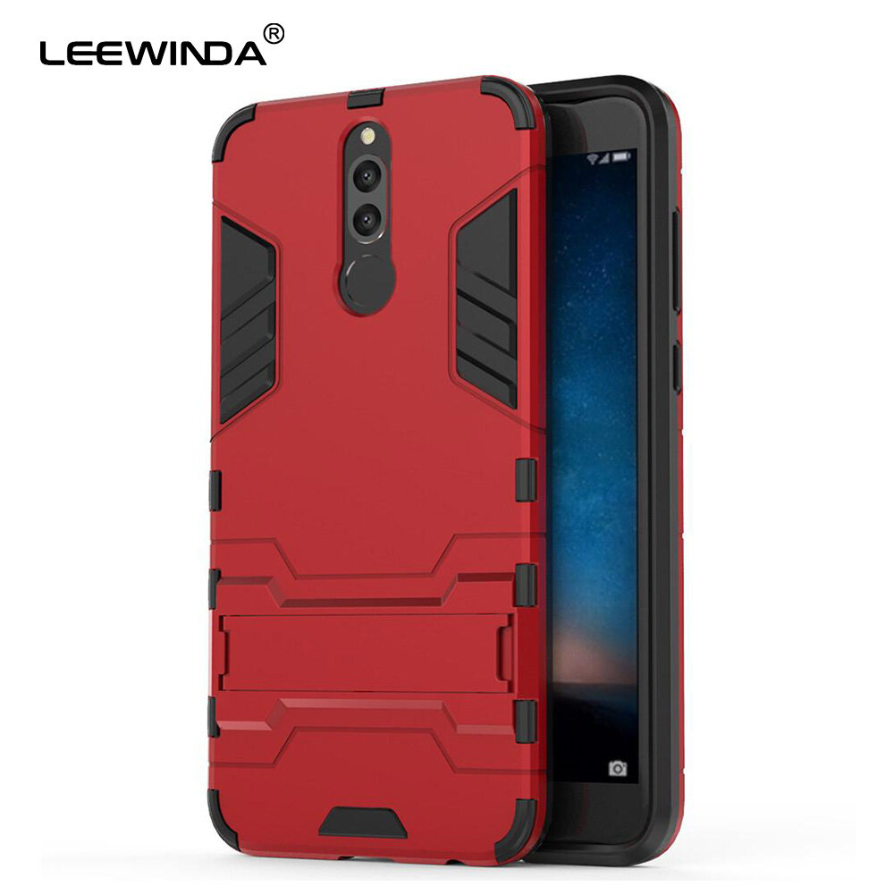 LEEWINDA For Huawei Nova 2i Phone Case Luxury Iron Man Stand Cover Hard Armor and Soft Silicone TPU Frame Casing
