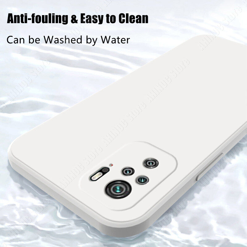 For Xiaomi Redmi Note 10 Note 10S Phone Case Straight Edge Liquid Silicone Casing Soft Shockproof Back Cover