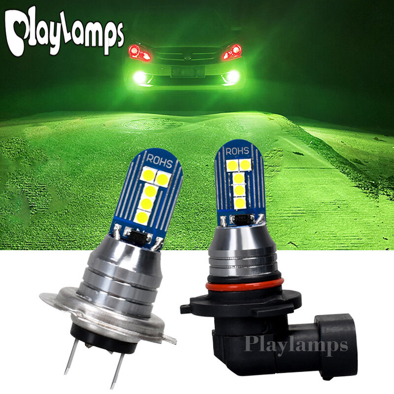 1 Pcs Car headlight led bulb H7 H16 H11 H4 H5 8W 9V-60V Super Bright Lemon Green Fog Light Lamp 9005 9006 3030 Chips motorcycle headlight